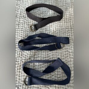 Set of 3 Boys Black & Brown Fabric Belts 30 & 35 inches